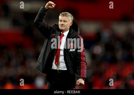Il Manchester United Manager Ole Gunnar Solskjar - Tottenham Hotspur v Manchester United, Premier League, lo Stadio di Wembley, Londra (Wembley) - XIII Januar Foto Stock