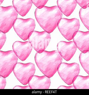 Acquerello seamless pattern con cuori Foto Stock