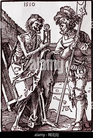 La morte e la Landsknecht. Silografia di Albrecht Dürer. 1510. Foto Stock