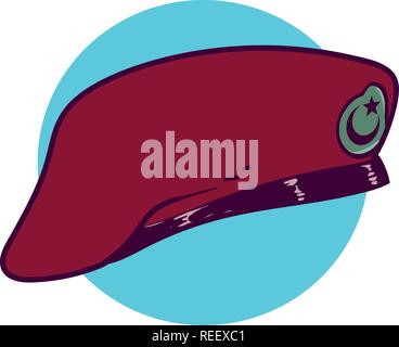 Un soldato turco uniforme di maroon beret, militare sergente cappuccio uniforme. stile cartoon illustrazione vettoriale. le forze speciali camouflage cappuccio dell'esercito turco. Illustrazione Vettoriale