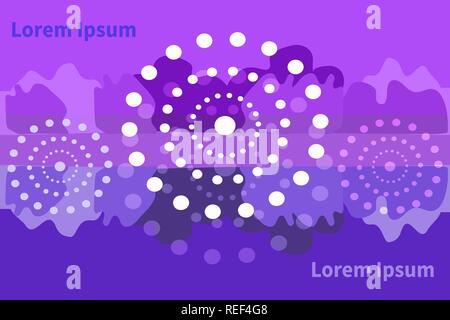 Abstract blue-lilla sfondo con posto per il testo. Abstract forme di fantasia e cerchi di luce. Trend design concept per qualsiasi tipo di design. Colori alla moda Illustrazione Vettoriale