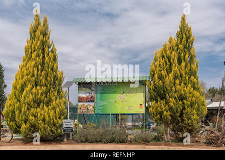 ORANIA, SUD AFRICA, 1 settembre 2018: una mappa di Orania all'ingresso della città Foto Stock