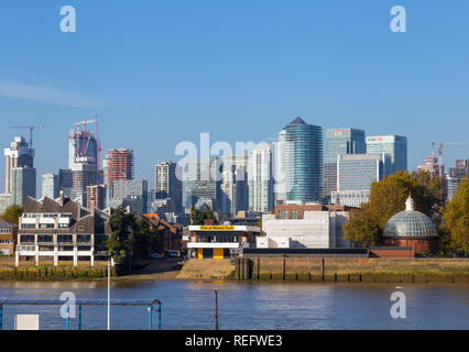 Canary Wharf vista da Greenwich Foto Stock