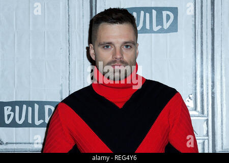 New York, NY - 21 gennaio: costruire serie presenta Sebastian Stan discutendo 'Destroyer' a costruire Studio su Lunedi, 21 gennaio 2019 a New York, NY. (Foto di Steve Mack/S.D. Mack foto) Foto Stock