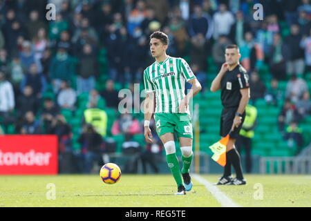 Sevilla, Spagna. Xx gen, 2019. Marc Bartra (Betis) Calcio/Calcetto : spagnolo "La Liga Santander' match tra Real Betis 3-3 Girona FC al Estadio Benito Villamarin in Sevilla, Spagna . Credito: Mutsu Kawamori/AFLO/Alamy Live News Foto Stock