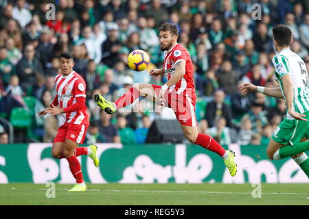 Sevilla, Spagna. Xx gen, 2019. Portu (Girona) Calcio/Calcetto : spagnolo "La Liga Santander' match tra Real Betis 3-3 Girona FC al Estadio Benito Villamarin in Sevilla, Spagna . Credito: Mutsu Kawamori/AFLO/Alamy Live News Foto Stock