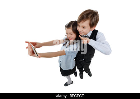 Kids prendendo un selfie Foto Stock