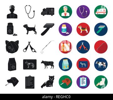Ambulanza,animale,l'arte,bendaggio,Black,appartamento,spazzola,catturare,scheda,care,cat,claw,clinica,clippers,collare,raccolta,mucca,design,medico,dog,elizabethan,attrezzature,pellicce,toelettatura,testa,la salute,ospedale,icona,immagine,isolato,gamba,logo,medicina,chiodo,cappio,PET,servizi,impostare,malati,segno,uno stetoscopio,il simbolo,termometro,trattamento,vettore,vet,veterinario veterinario,,web,x-ray vettori vettore , Illustrazione Vettoriale