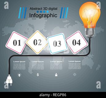 Buld, luce - carta business Una infografica. Illustrazione Vettoriale