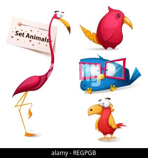 Set - simpatici e divertenti personaggi dei cartoni animati. Illustrazione Vettoriale