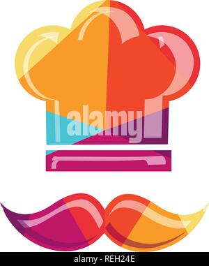 Chef hat con colorati baffi Illustrazione Vettoriale