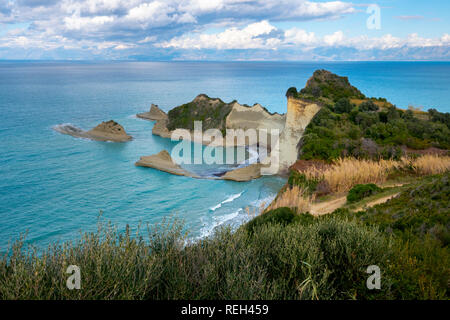 Europa Grecia Corfu cape Drastis presso la Northwestern la maggior parte della punta del isola greca Foto Stock