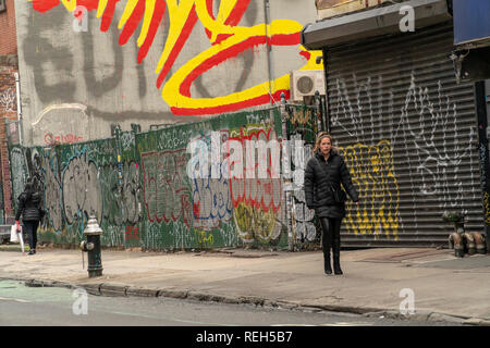 Scena di strada del Lower East Side di New York su Domenica, 20 gennaio 2019. ( © Richard B. Levine) Foto Stock