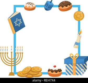 Hanukkah party cartoon Illustrazione Vettoriale