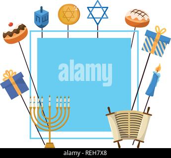 Hanukkah party cartoon Illustrazione Vettoriale