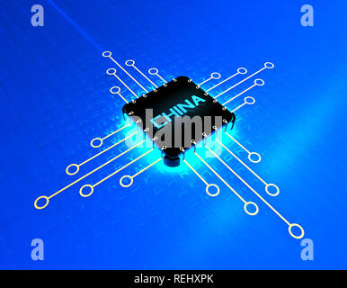 Della Cina di chip elettronico tecnologia, la trasmissione di dati di rete e di storage, grande tecnologia dati, apparecchiature elettroniche tecnologia CPU Foto Stock
