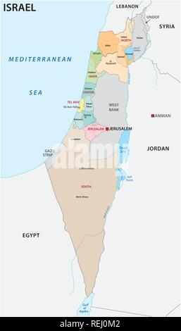 Israele politica e amministrativa di mappa vettoriale Illustrazione Vettoriale