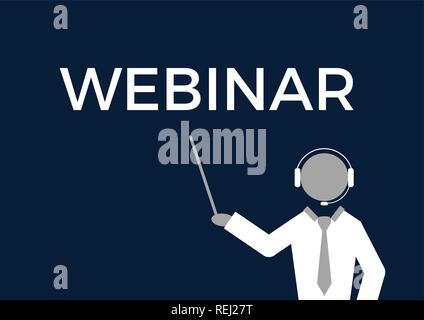 Concetto di webinar illustrazione vettoriale EPS icona 10. Internet per scopi di apprendimento Illustrazione Vettoriale