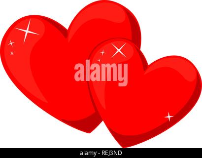 Cartoon red coppia di cuore amorevole Illustrazione Vettoriale