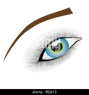 Bellissima femmina blue eye. Il logo dell'occhio. Isolato su sfondo bianco. Illustrazione vettoriale EPS10. Illustrazione Vettoriale