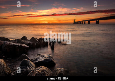 Grande ponte della cinghia in Danimarca Foto Stock