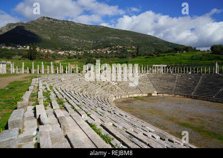 UNESCO Messene, antica città, southwestern Peloponneso Grecia fondata nel 369 a.c. dopo la sconfitta di Sparta da Atene e con il Campionato Boeotian. Foto Stock