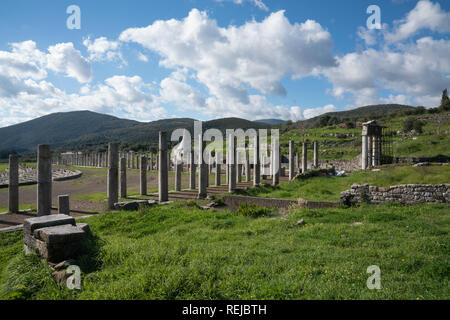 UNESCO Messene, antica città, southwestern Peloponneso Grecia fondata nel 369 a.c. dopo la sconfitta di Sparta da Atene e con il Campionato Boeotian. Foto Stock