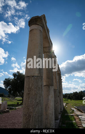 UNESCO Messene, antica città, southwestern Peloponneso Grecia fondata nel 369 a.c. dopo la sconfitta di Sparta da Atene e con il Campionato Boeotian. Foto Stock