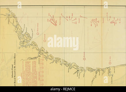 . Le correnti costiere lungo la costa atlantica degli Stati Uniti. Correnti oceaniche; maree. § ^ 1°i t o 0 1 Io"£i " "" - d * ra ° " 11 52 Spiegazione lightship station ame della elocities statico di un nths dell'anno DPS. La lunghezza ocity sulla guarnizione di tenuta ha testa di freccia. &Gt;i ^l -o E S ^ ^. Si prega di notare che queste immagini vengono estratte dalla pagina sottoposta a scansione di immagini che possono essere state migliorate digitalmente per la leggibilità - Colorazione e aspetto di queste illustrazioni potrebbero non perfettamente assomigliano al lavoro originale. Haight, Frank Giosuè, 1893-; U. S. Costa e Geodetic Survey. Washingt Foto Stock