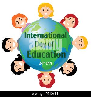 Giornata internazionale dell'istruzione 24 Jan, per web banner, poster, magazine - illustrazione vettoriale Illustrazione Vettoriale