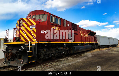 San Luis e Rio Grande motore diesel nella rampa in cantiere di Alamosa, Colorado Foto Stock