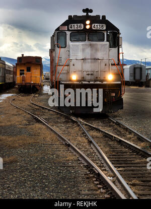 San Luis e Rio Grande motore diesel nella rampa in cantiere di Alamosa, Colorado Foto Stock