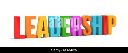 Parola di leadership. 3D Render illustrazione in fondo bianco Foto Stock