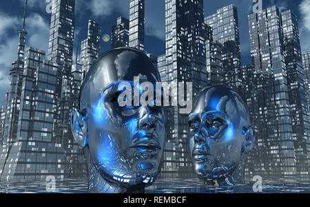 Una città controllati da intelligenza artificiale Foto Stock