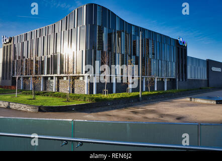 ITV del centro di produzione per via di Coronation, MediaCityUK, Trafford Park, Greater Manchester, Inghilterra Foto Stock