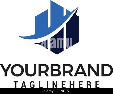 Luogo di costruzione immobiliare logo grafico Illustrazione Vettoriale