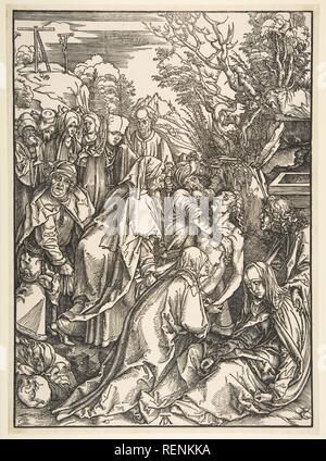 La tumulazione. Artista: Albrecht Dürer (Tedesco, 1471-1528 Norimberga Norimberga). Dimensioni: foglio: 15 1/8 x 10 7/8 in. (38,4 x 27,6 cm). Data: n.d.. Museo: Metropolitan Museum of Art di New York, Stati Uniti d'America. Foto Stock