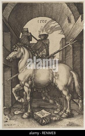 Il piccolo Cavallo (copy). Artista: Dopo Albrecht Dürer (Tedesco, 1471-1528 Norimberga Norimberga); Jan (Johannes) Wierix (Netherlandish, Anversa 1549-1615 Bruxelles). Dimensioni: foglio: 6 1/2 x 4 1/4 in. (16,5 × 10,8 cm). Data: n.d.. Museo: Metropolitan Museum of Art di New York, Stati Uniti d'America. Foto Stock