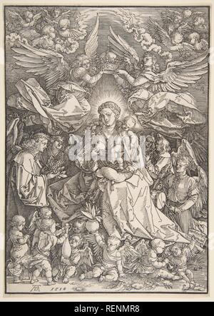 La Vergine è circondato da molti angeli. Artista: Albrecht Dürer (Tedesco, 1471-1528 Norimberga Norimberga). Dimensioni: foglio: 11 15/16 x 8 5/8 in. (30,3 x 21,9 cm) Blocco: 11 11/16 x 8 5/16 in. (29,7 x 21,1 cm). Data: 1518. Museo: Metropolitan Museum of Art di New York, Stati Uniti d'America. Foto Stock