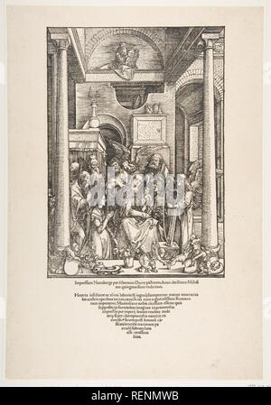 La glorificazione della Vergine, dalla vita della Vergine, edizione latina, 1511. Artista: Albrecht Dürer (Tedesco, 1471-1528 Norimberga Norimberga). Dimensioni: foglio: 17 3/8 x 12 in. (44,1 x 30,5 cm) immagine: 11 3/4 x 8 5/16 in. (29,8 x 21,1 cm). Data: 1511. Museo: Metropolitan Museum of Art di New York, Stati Uniti d'America. Foto Stock