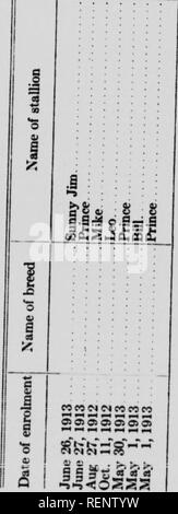 . Iscrizione e registrazione degli stalloni in Saskatchewan [microformati]. Cavalli; Chevaux; cavalli; Chevaux. . Si prega di notare che queste immagini vengono estratte dalla pagina sottoposta a scansione di immagini che possono essere state migliorate digitalmente per la leggibilità - Colorazione e aspetto di queste illustrazioni potrebbero non perfettamente assomigliano al lavoro originale. Windeatt, W. F. (William F. ); Saskatchewan. Dipartimento di Agricoltura. Regina : J. W. Reid Foto Stock