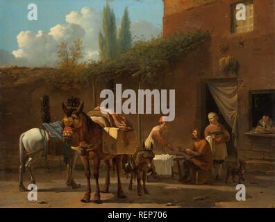 Muleteers in una locanda. Mule driver in una locanda. Dating: c. 1658 - c. 1660. Misurazioni: h 34 cm × W 43,5 cm. Museo: Rijksmuseum Amsterdam. Autore: KAREL DUJARDIN. Foto Stock