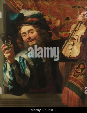 La Merry Fiddler. Merry violinista con Wineglass. Dating: 1623. Misurazioni: Supporto: h 107,2 cm × W 88,3 cm. Museo: Rijksmuseum Amsterdam. Autore: Gerard van Honthorst. Foto Stock