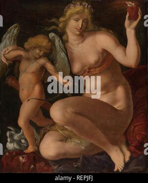 Venere e Amor. Dating: 1605 - 1610. Misurazioni: h 132 cm × W 112 cm; d 7.5. Museo: Rijksmuseum Amsterdam. Autore: Jacob de Gheyn (II). Foto Stock