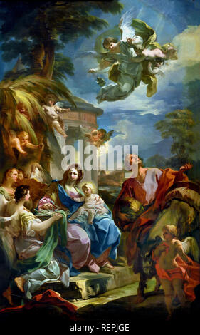 Riposo durante la fuga in Egitto 1740 - 1742 da Corrado Giaquinto (Molfetta, 1703 - Napoli, 1765), l'Italia, ITALIANO, Foto Stock