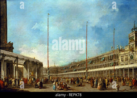 Il Doge di Venezia segue la processione del Corpus Domini in Piazza San Marco c. 1775-80 da Francesco Guardi, 1712 - 1793, Venezia, Veneto, Italia, ITALIANO, Foto Stock