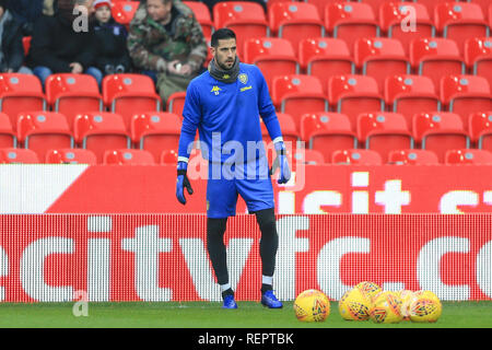 19 gennaio 2019, Bet 365 Stadium, Stoke-on-Trent, Inghilterra; Sky scommessa campionato, Stoke City vs Leeds United ; Kiko Casilla (33) di Leeds Utd Credito: Mark Cosgrove/News immagini English Football League immagini sono soggette a licenza DataCo Foto Stock