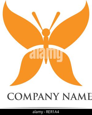 Logo a forma di farfalla template vettoriale Illustrazione Vettoriale