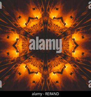 Immagine grafica con caleidoscopio stile design abstract colori caldi Foto Stock