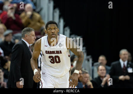 La Columbia, SC, Stati Uniti d'America. Il 22 gennaio, 2019. South Carolina Gamecocks avanti Chris Silva (30) nel NCAA Basketball match a vita coloniale Arena in Columbia, SC. (Scott Kinser/Cal Sport Media) Credito: csm/Alamy Live News Foto Stock